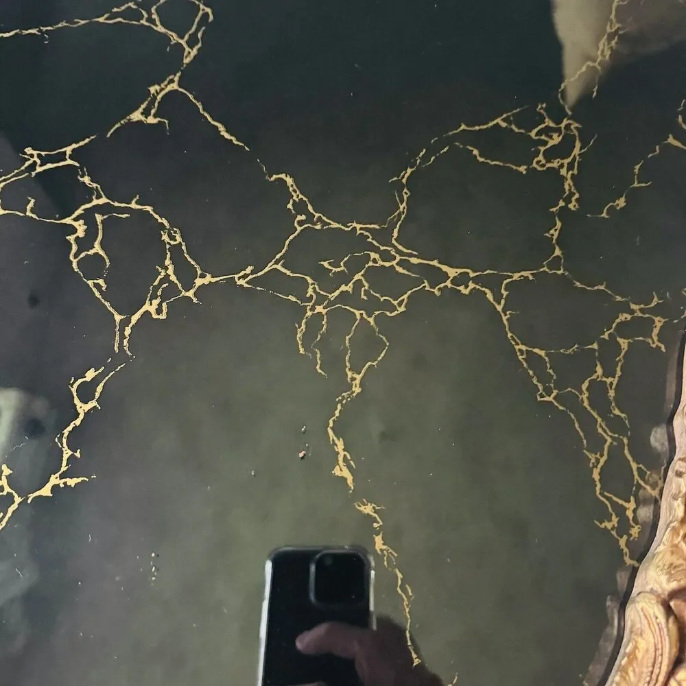 Rare MCM Ornate Mirror with “Black Glass” and Gold lines in the glass